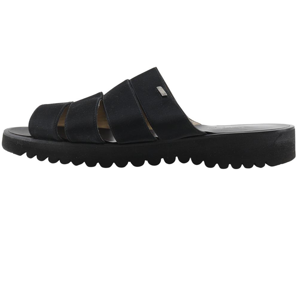 Salvatore Ferragamo Slide Sandals Mule Black Satin Women Used