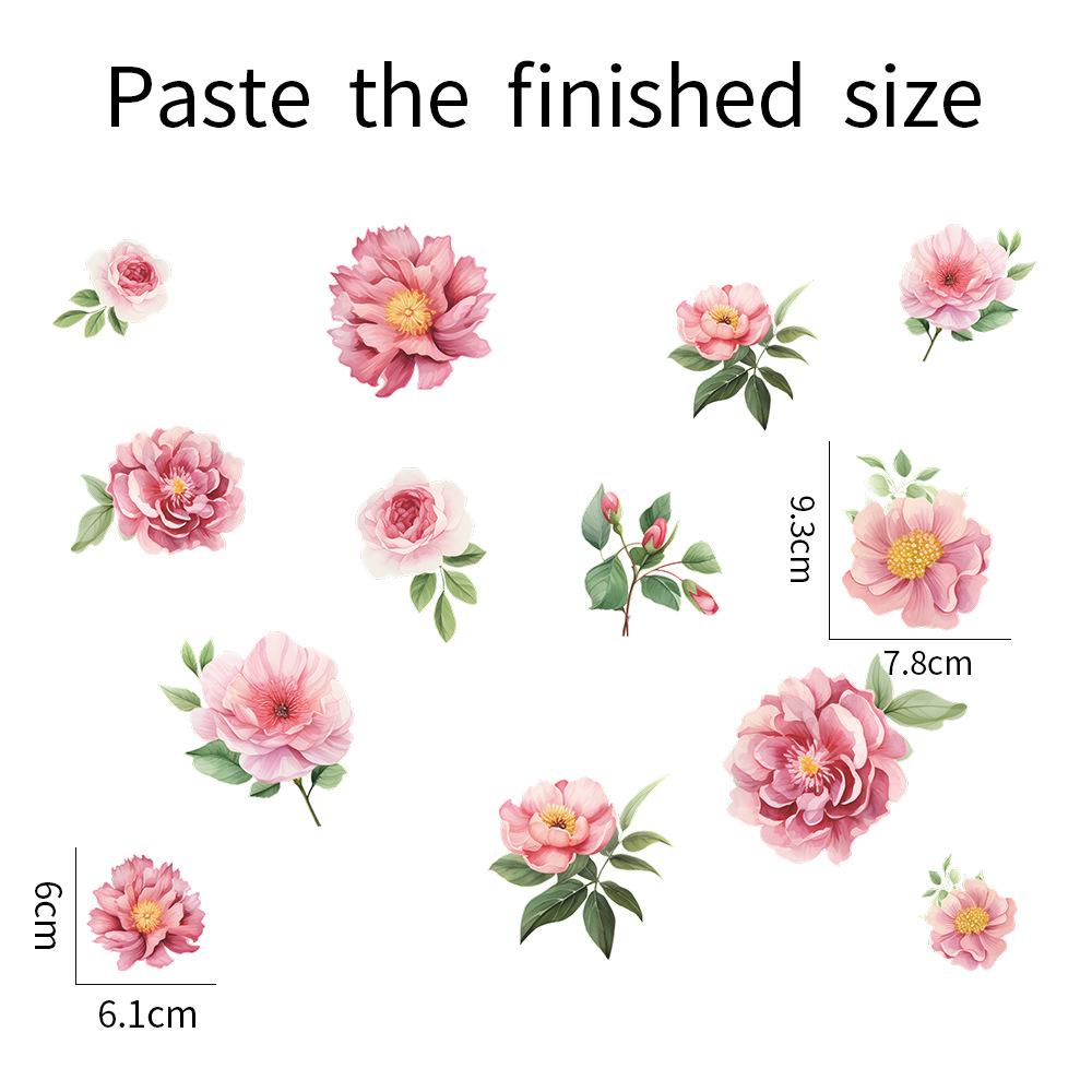 Artistic Pink Floral DIY Multi-Surface Sticker for Mirror Glass Window Home Decor Removable Decal