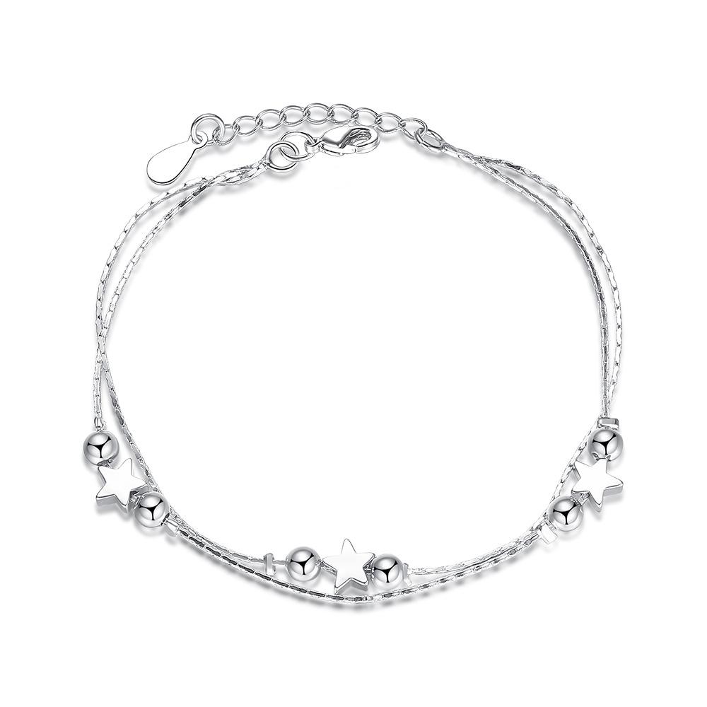 Fashion Heart Silver Bracelet, Ladies, Pentagram Silver Bracelet, Women