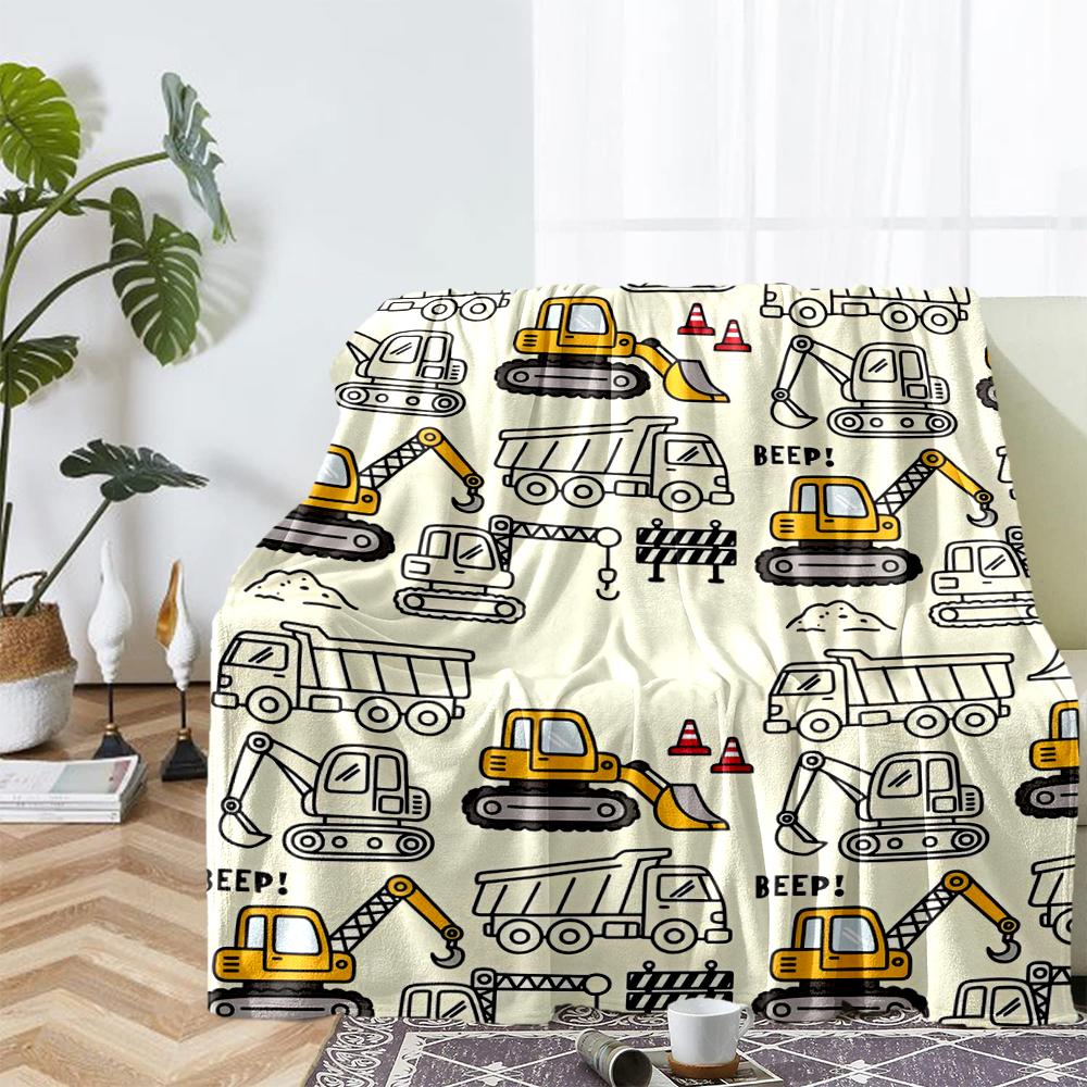 excavator Theme Printed Blanket - Perfect for Couch, Bed, Travel & Outdoor Use | Machine Washable, Cozy & Durable.