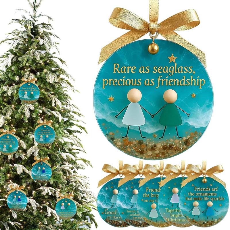 1/2Pcs Sea Glass Friendship Keepsake Decor, Sea Glass Friendship Hanging Ornaments for Tree Decorations, Timeless Friendships Gifts for Best Friends