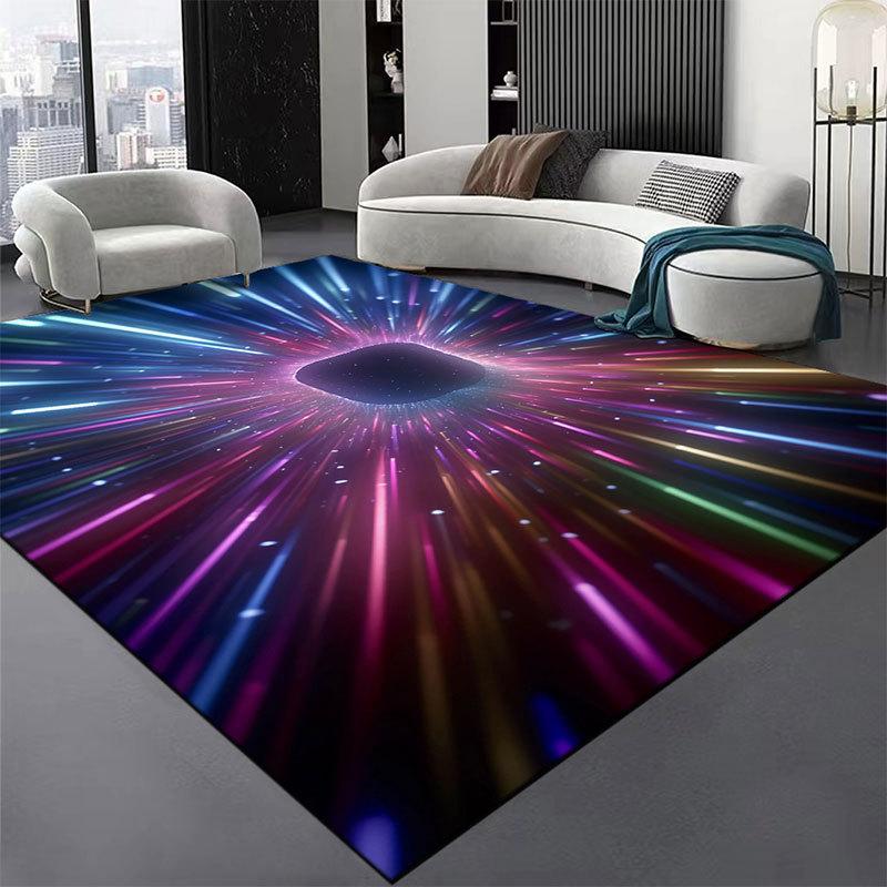 Sci-fi Style Carpet Starry Sky Print Living Room Anti-Slip Rug for Sofas Coffee Tables Bedroom Etc Multiple Sizes Home Decor Mat