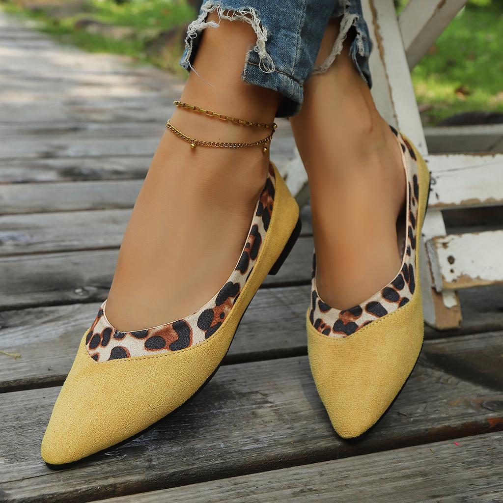 Fashion Pointe Toe Spring Summer Flat Fashion Ladies Shoes Slip-on Size Retro Comfortable Leopard Shoes Women Flats Woman Casual Shoes