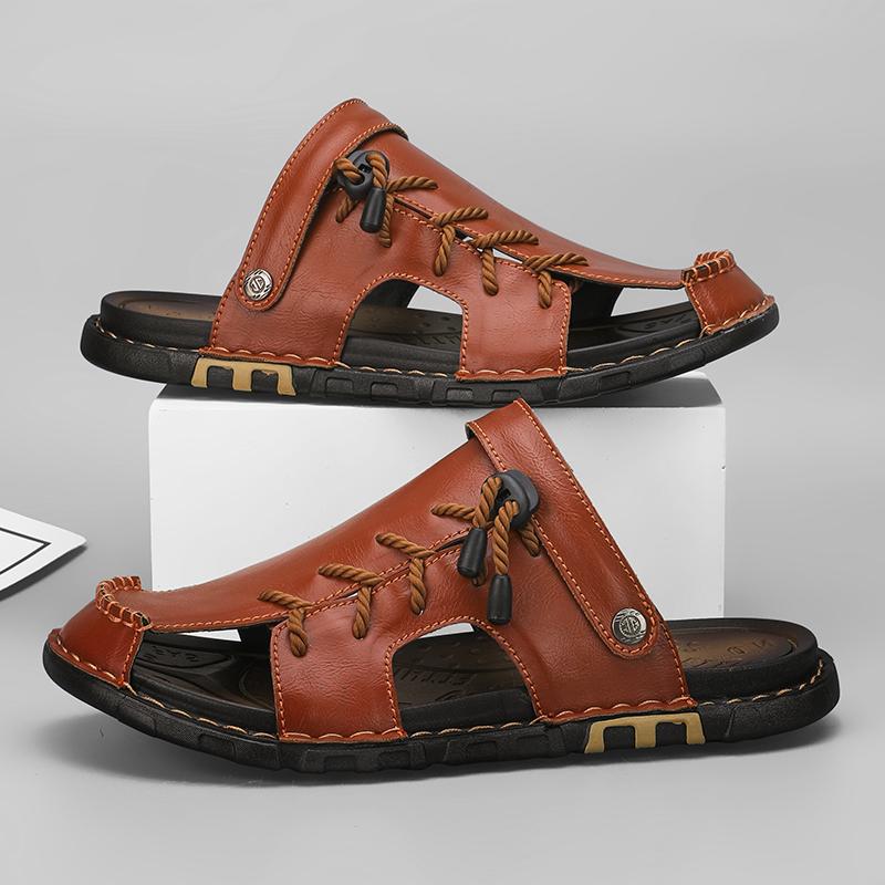 Fashion CYYTL Mens Slippers Casual Summer Shoes Beach Sandals Outdoor Slides Leather Walking Comfort Luxury Designer Fashion Lightweight