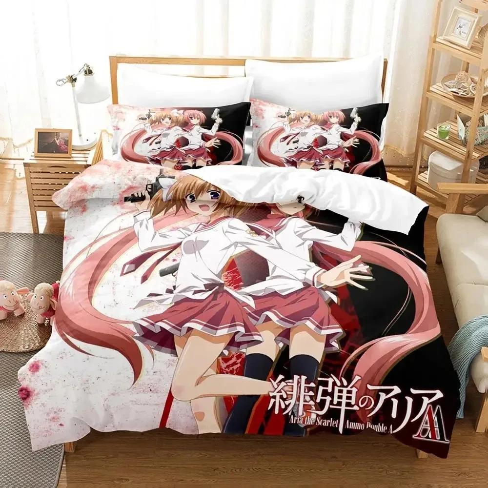 Anime Aria The Scarlet Ammo Hidan No Aria Comfortable Duvet Quilt Cover Pillowcase Bedding Set Bedroom Decoration Home Textile 70x133cm 2pcs