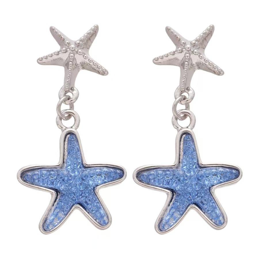 Light Luxury Earrings, Gold And Silver With Diamonds, Exaggerated Earrings, Exquisite Temperament, Shell Starfish Earrings, Advanced Sense