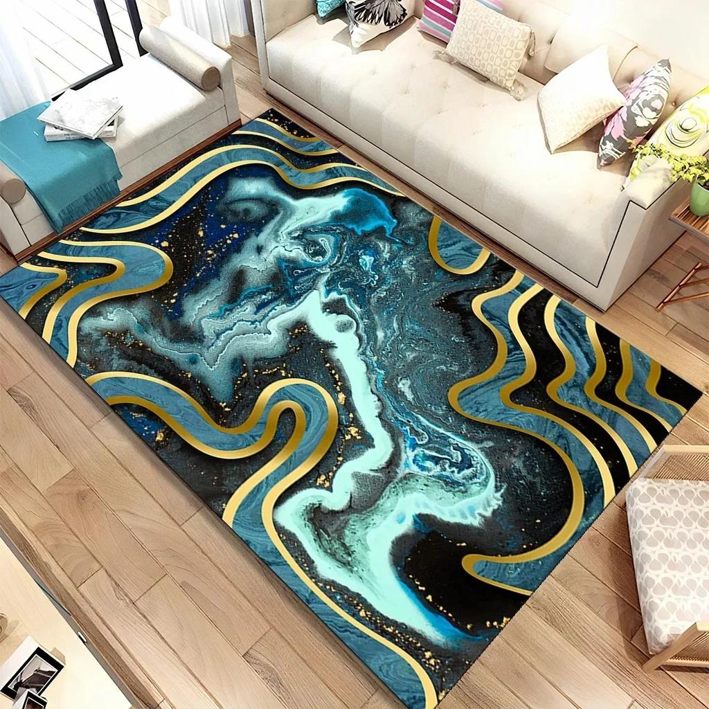 Colour Gold Nordic Marble Splendid Area Rug Large Carpet Marbling Rugs for Home Living Room Bedroom Decor Door Mat Floor Mats