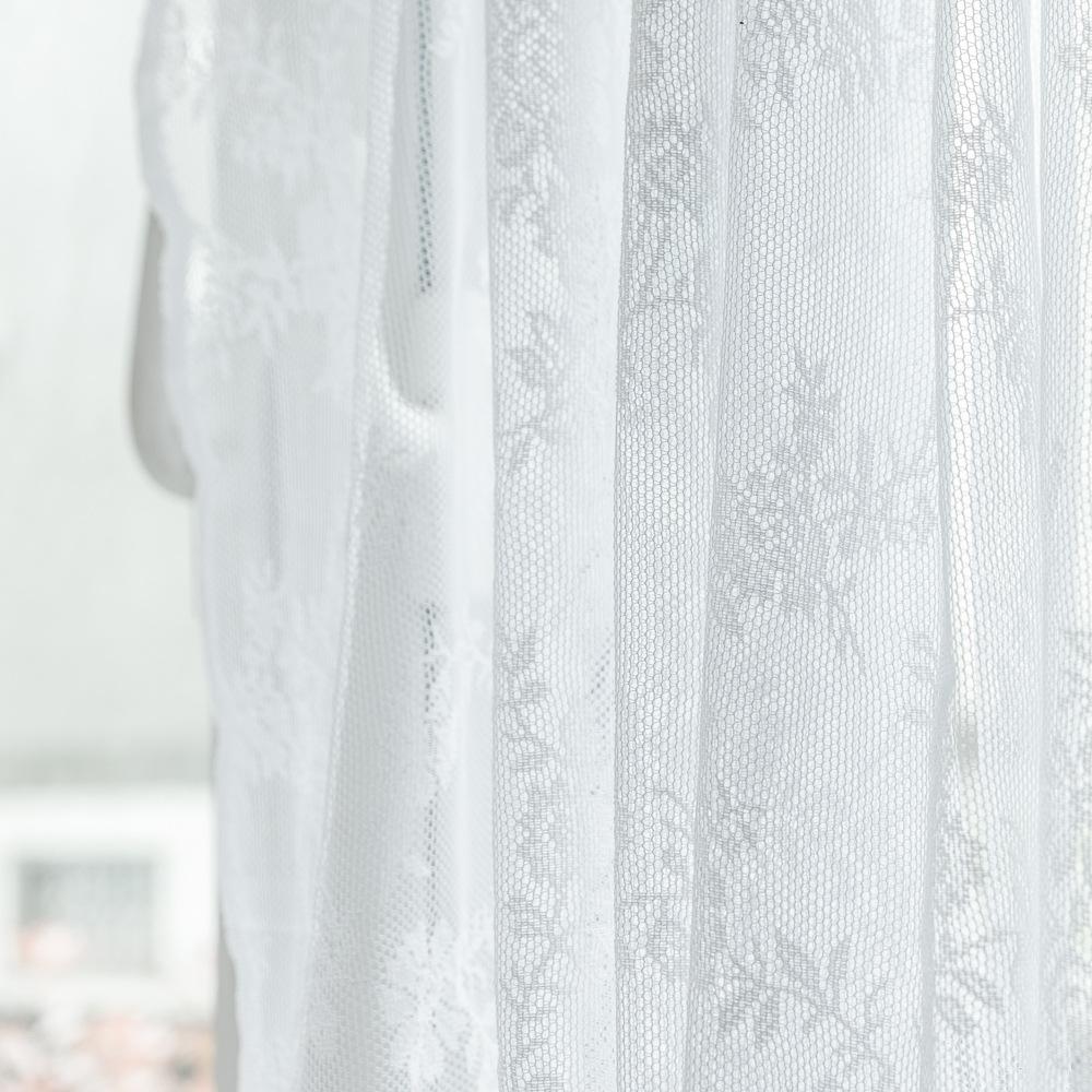 American Lace Short Curtain Pressed Flower European Transparent Through Rod Pocket Partition Half Curtain Small Curtain Curtain Curtain