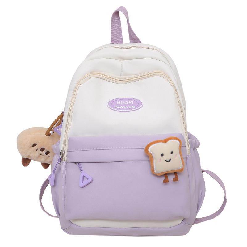 

Небольшой школьный рюкзак цветного блока для женщин, легкий мини-рюкзак для студентов фиолетовый