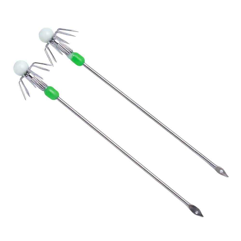 2Pcs Luminous Squid Jig Hooks Double/Single Layer Squid Live Shrimp Hook Stainless Steel Rod Octopus Fishing Hooks