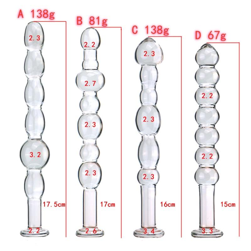 VaHppy Sex Toys SM BDSM Anal Plug Glass Transparent Smooth Gay Girl Masturbation Unisex Massage Stick Adult Products Beading