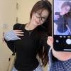 Korean Style Retro Two-Piece Plaid Patchwork Women's T-shirt for Autumn/Winter