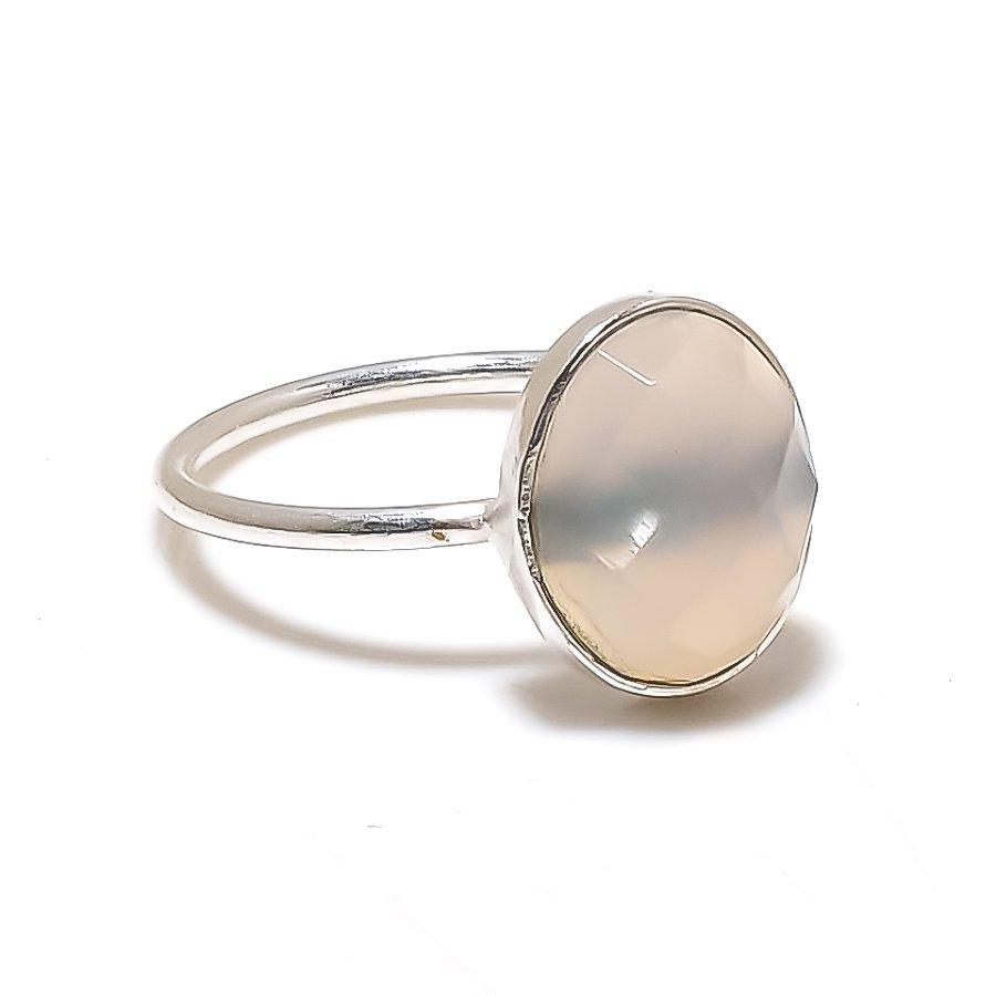Aqua Chalcedony Gemstone 925 Sterling Silver Jewelry Ring Size Adjustable GK-5527