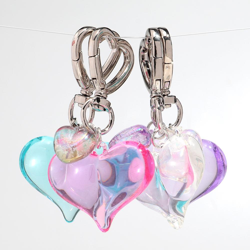 1pcs Sweet Heart Resin Keychain for Women Girl Clear Colorful Love Acrylic Keyring Phone Bag Charms Fashion Accessories Gifts