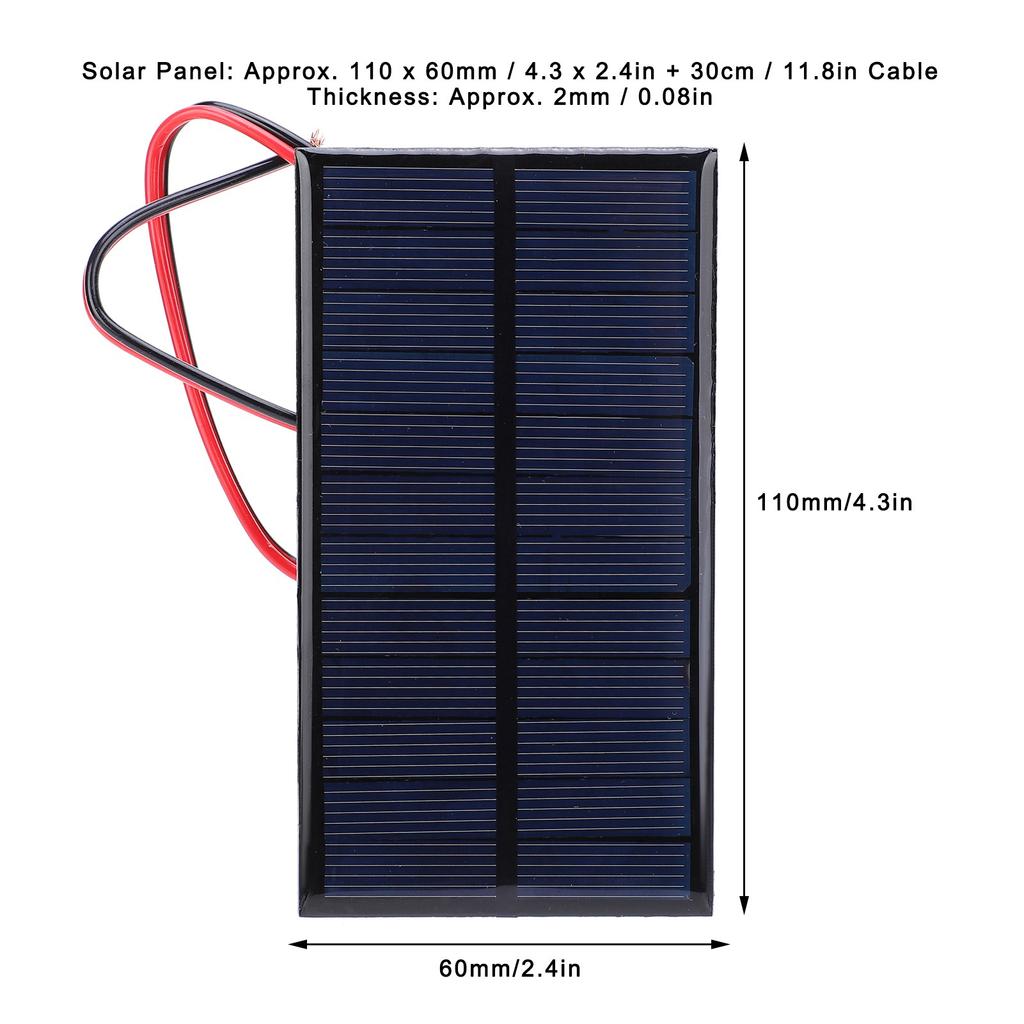 Solar Panel Solar Panel DC 6V 1W Solar Panel Cell Power Module Polycrystalline Silicon Solar Panel with 30cm Cable