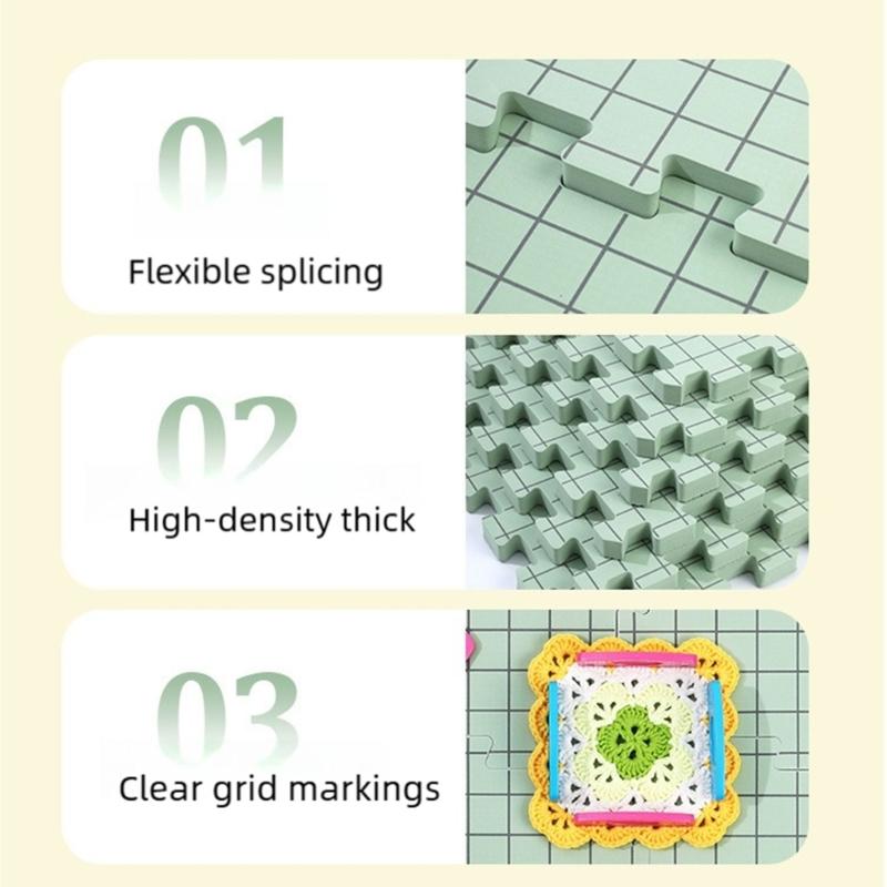 9Pcs Gridded Knit Blocking Mat 12x12Inch Foam Knitting Blocking Board With Marking For Crochet Yarns Crafting Project
