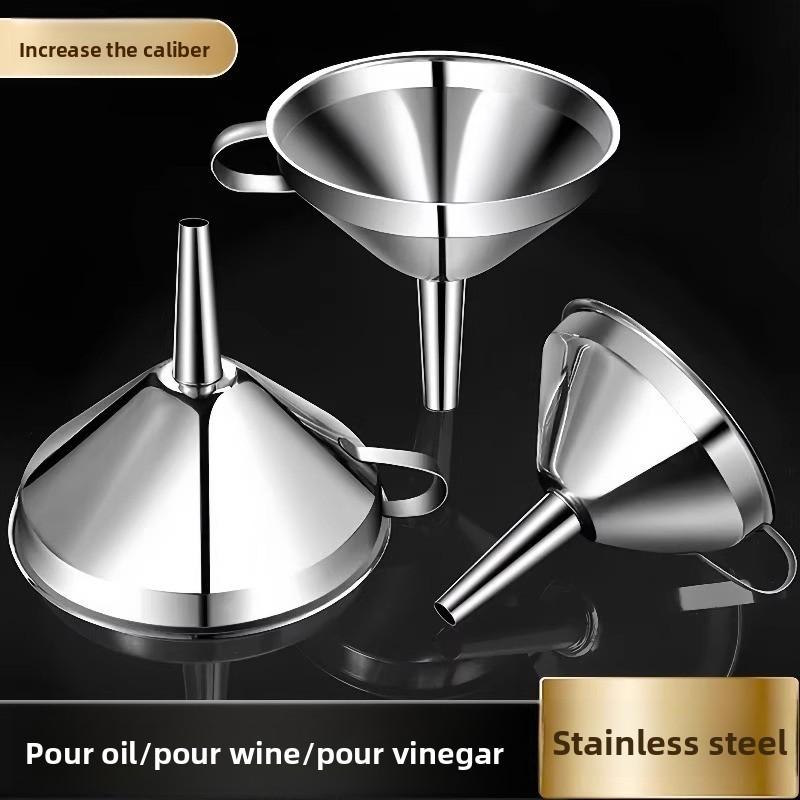 Stainless Steel Oil Funnel With Fine Filter For Kitchen And Home Use