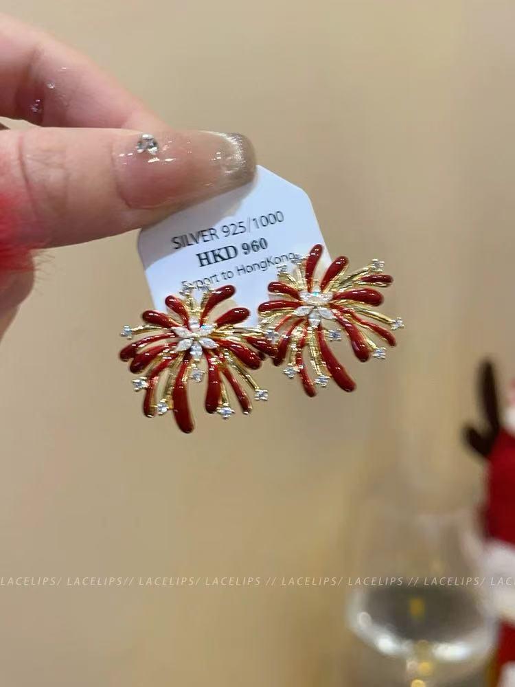 Silberne Nadel Tropfenöl Rote Perlen Ohrstecker - Eleganter & Vielseitiger Schmuck für Damen