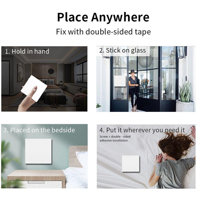 Wireless Remote Control No Battery RF433Mhz Self-Powered Waterproof Light Switch 85V-240V, 2X1Gang 1Receiver