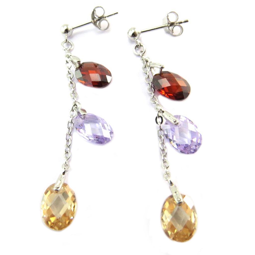 Les Trésors De Lily [P2409] - Silver Earrings 'Linda' Multicolored Silver (rhodium-plated) - 45 Mm - 7x6 Mm