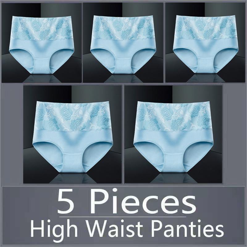 5pcs Women's Panties Pure Cotton Breathable High Waisted Panties Women's Plus Size Underwear