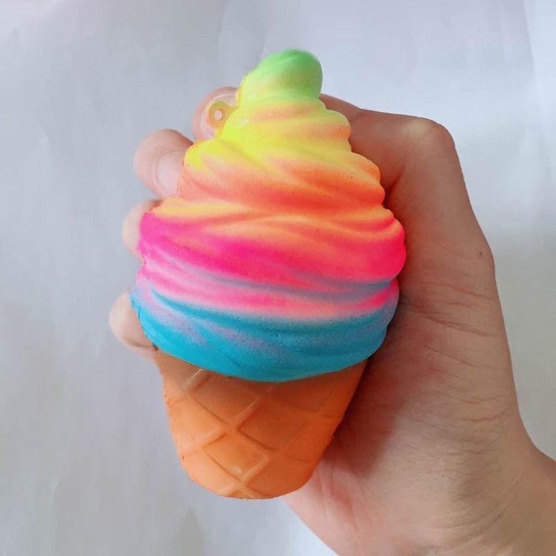 Kids PU Simulation Candy Color Ice Cream Ball Squishy Toy Cake Bread Gag Joke Toys Slow Rising Squee