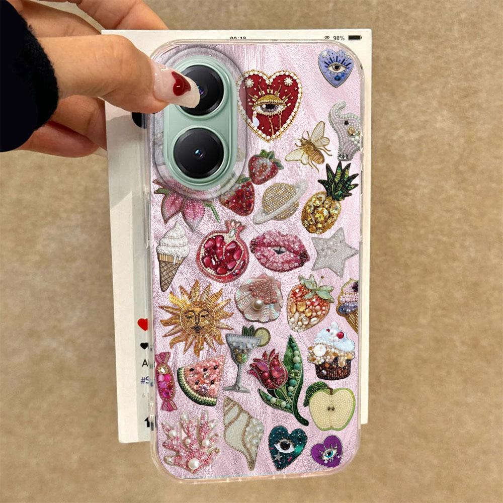 Retro Style Pink Face Sun Stars Women Girls Phone Case for Xiaomi Poco X5 X7 M6 Pro X6 X3 Pro NFC C75 C71 C65 C61 M5S Back Cover