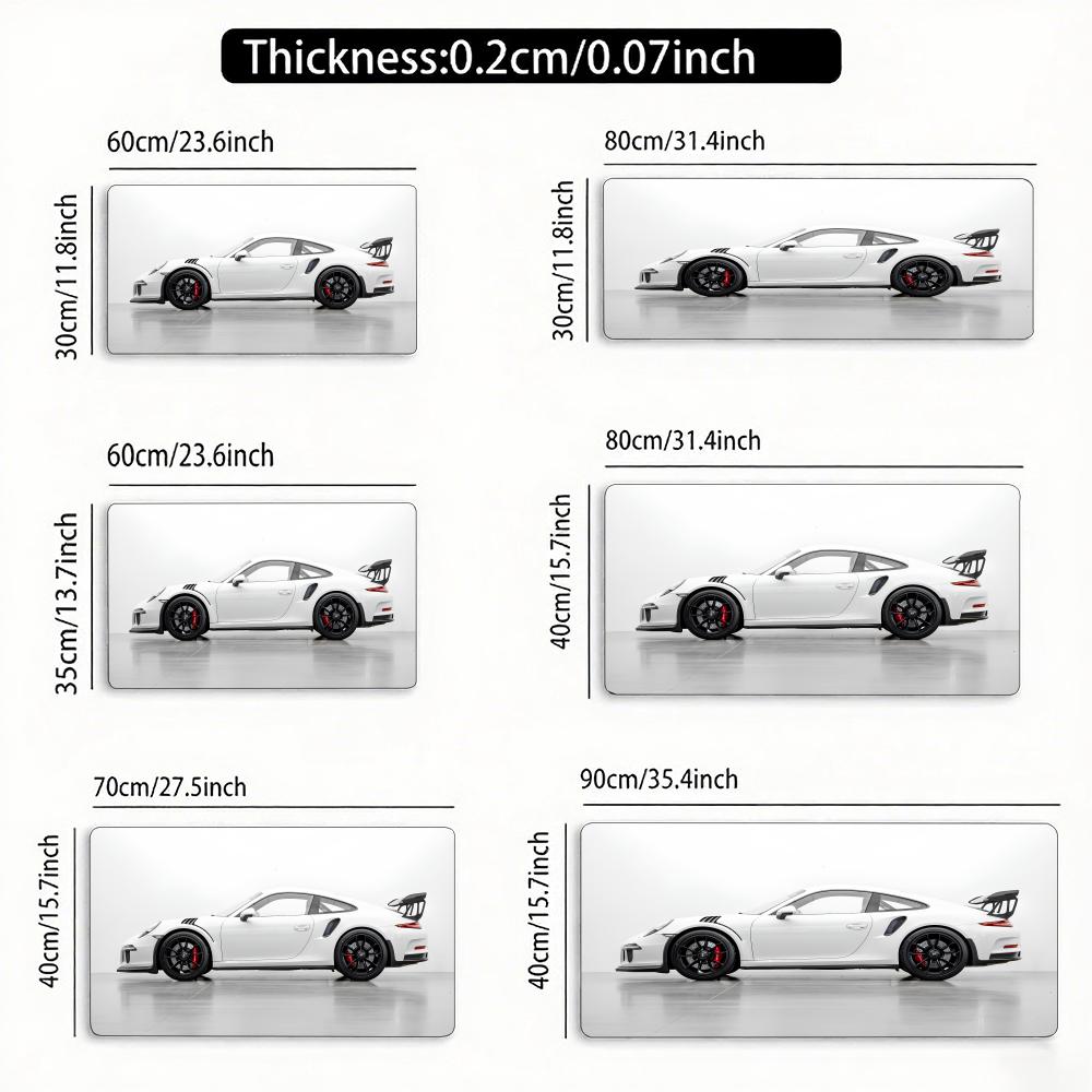 White Sports Car Design Mouse Pad Large Rubber Anti-slip PC Desk Accessories Mousepad for Office & Gamer Keyboard Mats Decor Mat