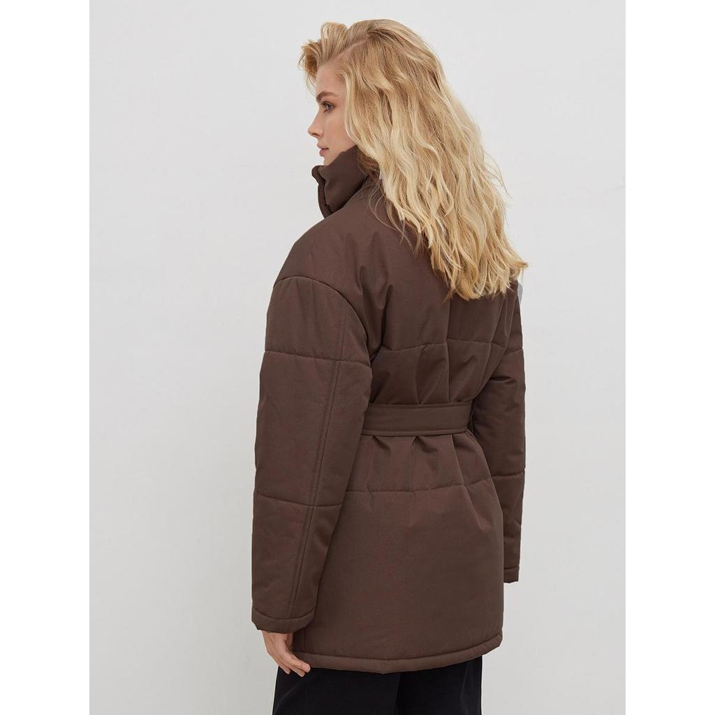 2025 Iarnă Toamnă Nou Palton de Bumbac pentru Femei Guler Înalt cu Centură Neregulat de Lungime Medie Îmbrăcăminte Exterioară Modă Stil Europa America