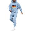 Men's Solid Color Flag Print Hooded Universal Versatile Hooded Sweatshirt Sweatpants Casual Sports Suit