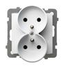 Double Socket with Grounding, for Frame Mounting, White, AS