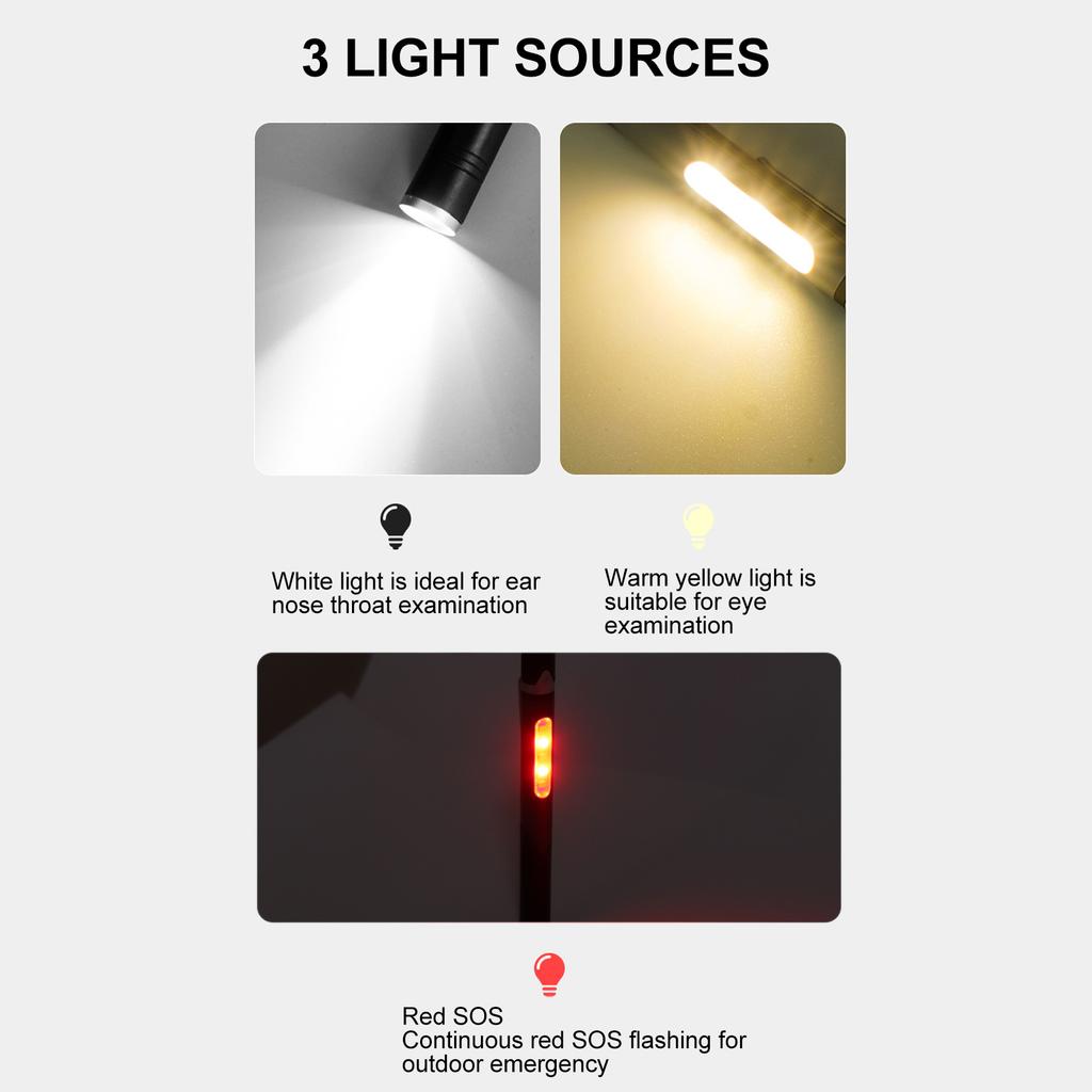 Pen Flashlight USB   3 Light Sources LED Chip Clip Design Widely Used Pen Light Flashlight for Repair Hospital