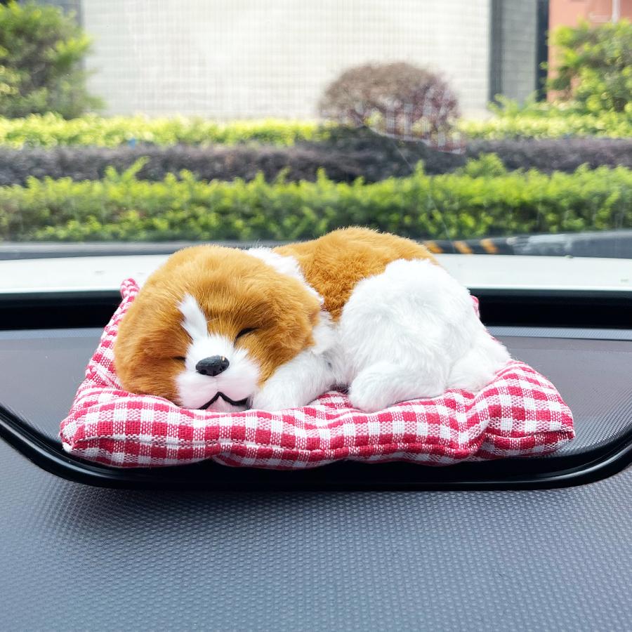 

Cute simulated pet fluffy dog plush puppy decoration car ornaments dashboard activated carbon home accessories cabinet bookshelf