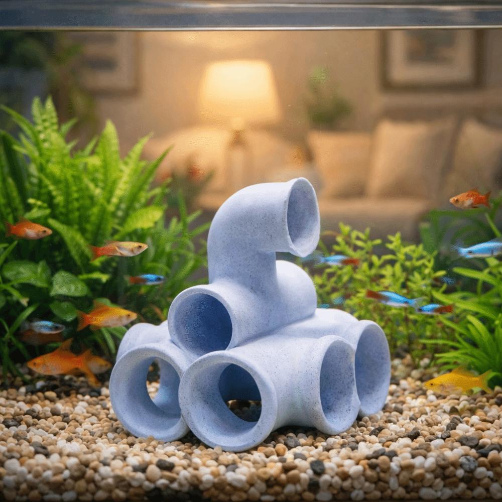 Abri en forme de tube imprimé en 3D pour poissons et crevettes, Labyrinthe paysager pour aquarium, Tunnel, Reproduction de poissons