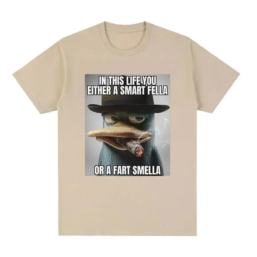 

Perry Platypus Youre Either Smart Fella or A Fart Smella Funny Graphic WoUnisex Fashion Harajuku Sleeve Casual Aesthetic Clothes 4XL
