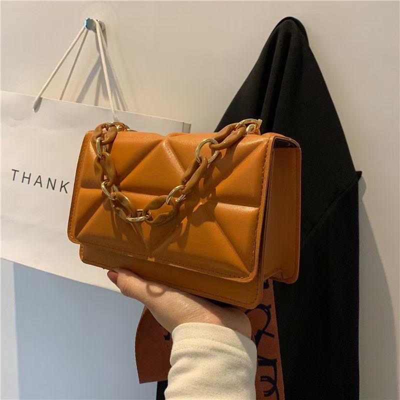 Women Rhombus Shoulder Bag Luxury Chains Design Messenger Handbag Flap Small Square Bag