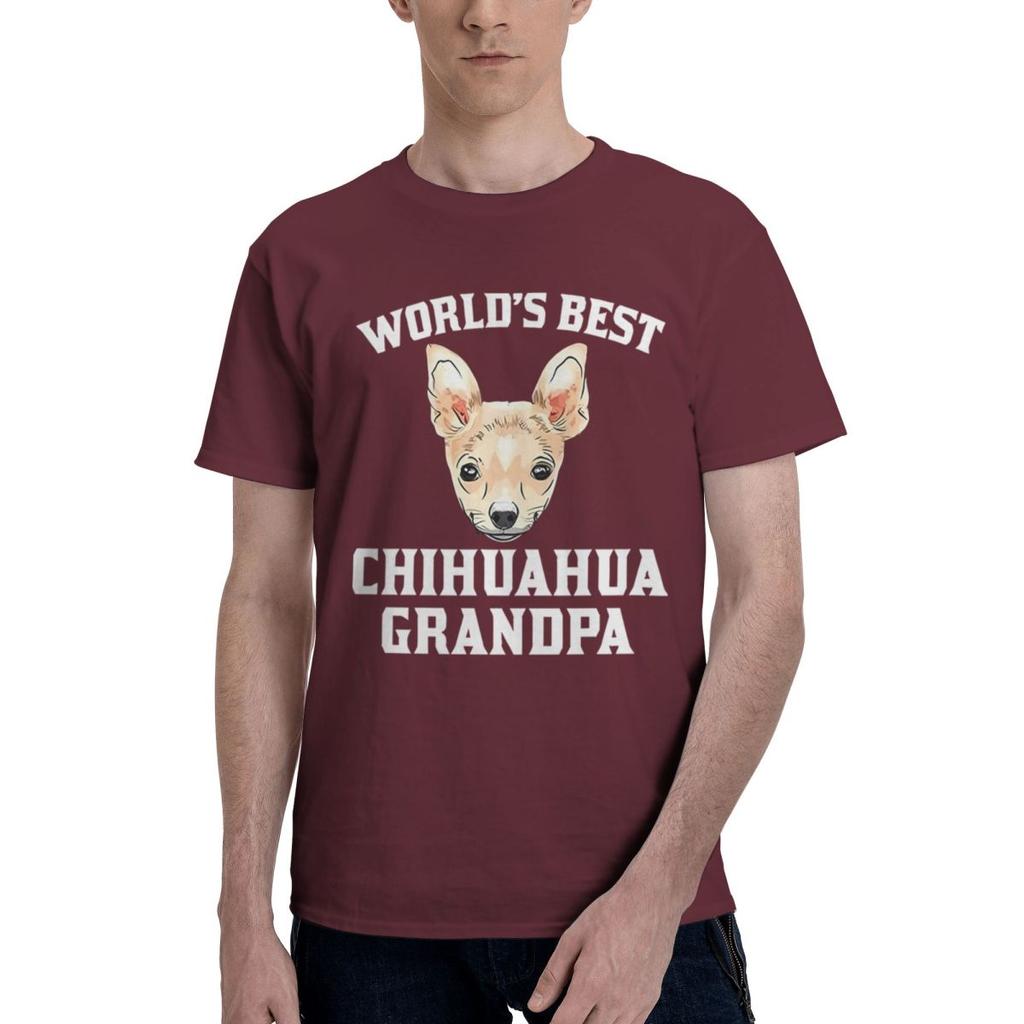 Chihuahua Grandpa 100 Cotton Casual Breathable Confortable Manga Mens Clothing Deals Man Clothes