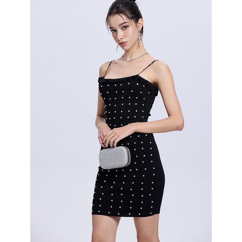 Za2025 Summer New Product Women clothes French style Temperament Waist Hugging Slimming Polka Dot Print Sling Sleeveless Short Dress