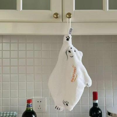 Super Absorbent Polar Bear Cartoon Hand Towel - Thickened Coral Kitchen Washcloth