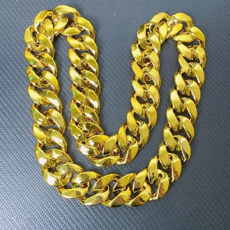 Set of 2 Durable Plastic Gold Chain Necklace Lightweight Neck Chain Comfortable