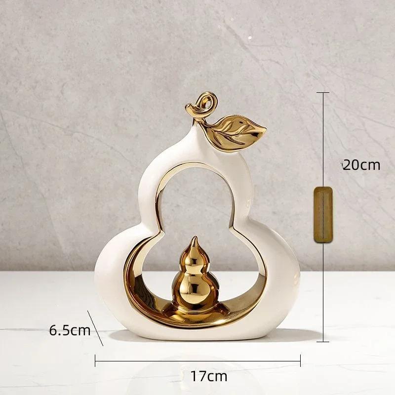 1PcCreative Light Luxury Chinese Style Gourd Shaped Ceramic Home Living Room Art Dining Table TV Cabinet Decoration Gift Zhaocai
