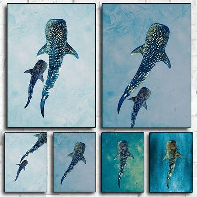 Nordic Ocean Giants Whale Shark Posters Canvas Painting Marine Life Wall Art Print For Living Room Home Decor Gift Cuadros