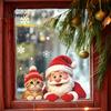 Santa Claus Cat Stickers Christmas Window Sticker, Snowflake Xmas Glass Decal, Waterproof Holiday Decals Self-Adhesive Decor for Balcony Storefront