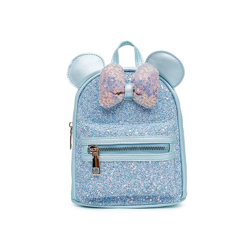 Zaino con Paillettes a Fiocco per Ragazza, Materiale PU Impermeabile per Uso Quotidiano