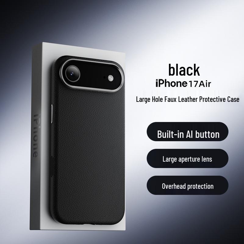 iPhone 17 Pro Max Plain Leather Business Case with AI Button