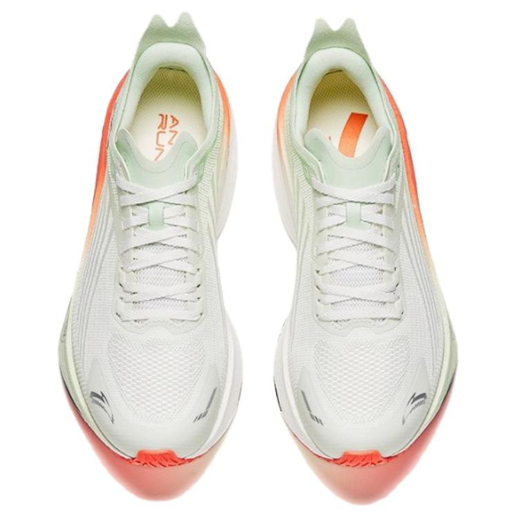 Anta Rocket 7 Pro Sports Confortável Amortecimento de Choque Rebote Top Baixo Treino Corrida Sapatos de Corrida Tênis Feminino Branco Verde 122545580-1