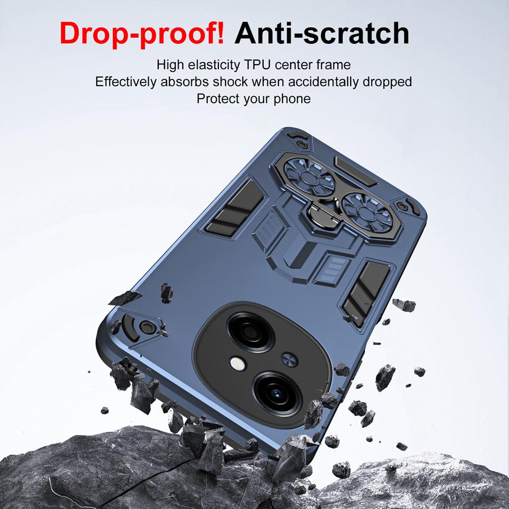 KEYSION Shockproof Armor Case for TECNO Spark Go 1 1S Go 2025 Soft Silicone+PC Metal Ring Stand Phone Cover for TECNO Pop 9 4G