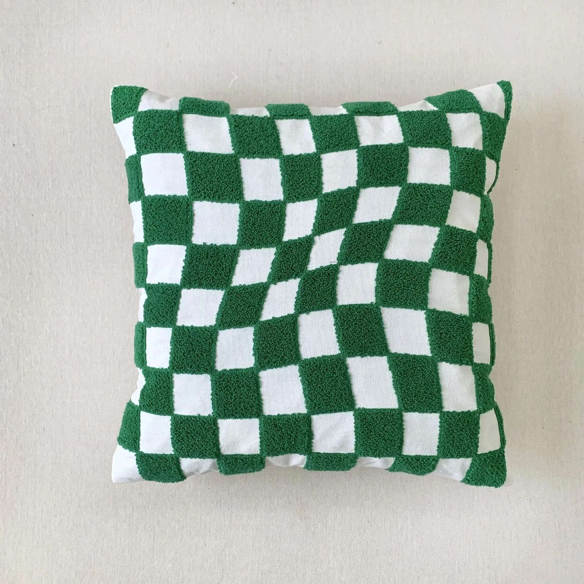 Tulip Embroidery Pillow Cover Living Room Sofa Green Cushion Waist Cover Simple Sofa Couch Bedding Pillowcasel, 30x30cm
