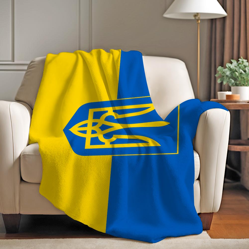Nation Flag U Ucrania Blanket For Sofa Office Bed Plane Travel Sleep Read Relax Camping Soft And Warm