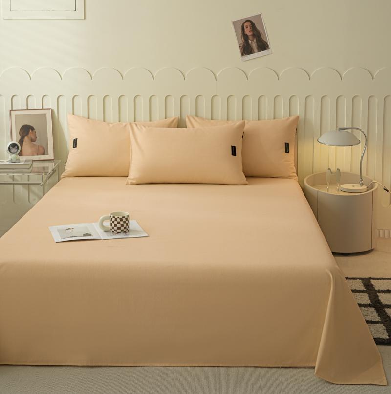 1pcs  Cotton Bed Sheet Solid Color Printed Double Top King Sheets for Girls Boys Kids Single Queen King Size Bed Linen